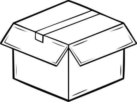 abierto cartulina caja bosquejo - sencillo ilustración de paquete envase aislado en blanco vector