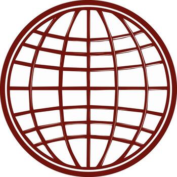 dibujado globo ilustración presentando un marrón cuadrícula modelo representando en todo el mundo conectividad y un global perspectiva en visual diseño vector