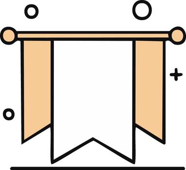 Blank hanging decorative banner icon with beige accents and empty space for custom text message vector