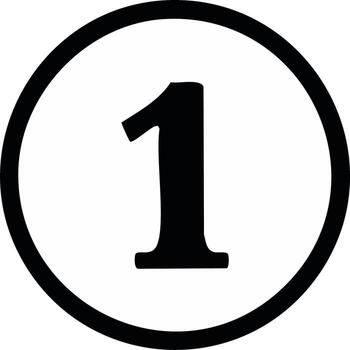 Simple Black Number 1 Inside a Circle Shape, Isolated Number One, First Symbol vector