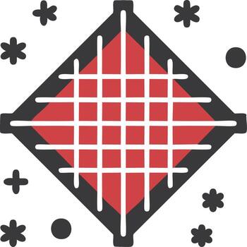 resumen geométrico Arte con diamante y cuadrícula modelo en rojo, negro y blanco, decorativo elementos vector