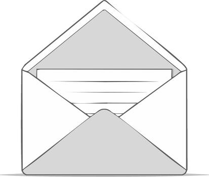 Simple Mail Icon Open Envelope with Paper Inside in Hand Drawn Style Concept Design vector