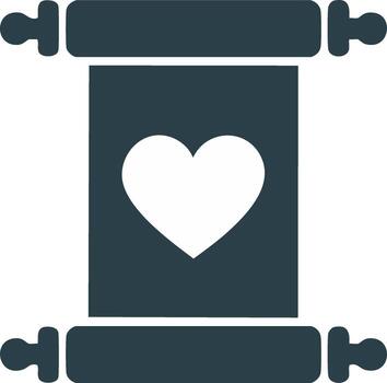 Ancient love scroll with heart symbol conveying message of affection in classic style vector