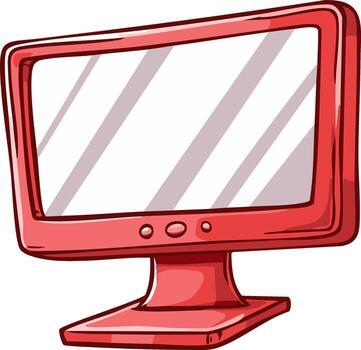 vibrante rojo dibujos animados estilo computadora monitor ilustración con un blanco monitor pantalla y botones vector