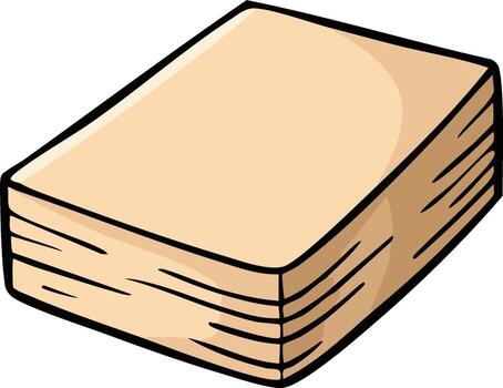 Cartoon illustration of a stack of paper sheets, document, book or notes vector