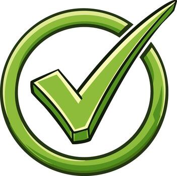 Green checkmark icon in a circle. Symbol for approval or correctness, isolated vector