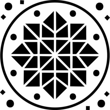Geometric design in black and white with triangles and circles arranged in a circular pattern vector
