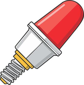 Red LED Indicator Light Bulb with Screw Thread Base Graphic vector