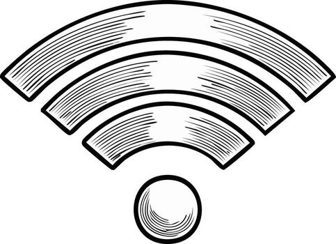 WiFi Wireless Internet Connection Sketch Icon Network Signal Symbol Hand Drawn Illustration vector
