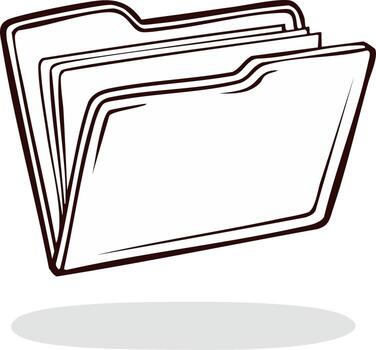 abierto archivo carpeta línea Arte ilustración, simbolizando documento almacenamiento, datos organización, y información fluir vector