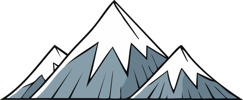 Stylized Graphic Representation of Snow Capped Mountains with a Simple Line Art Style vector