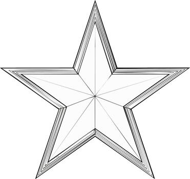 Geometric five pointed star icon with extruded 3D line art effect vector