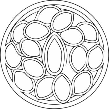 Abstract Circular Pattern with Oval Shapes Line Art Design vector