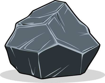 Illustration of a large gray rock with sharp edges and a dark shadow beneath it vector