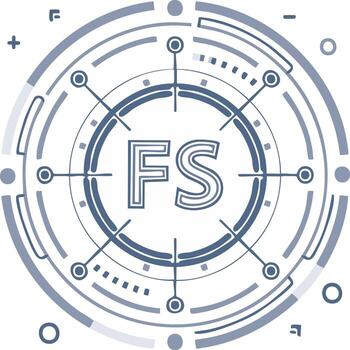 Abstract technological target design with geometric lines, concentric circles, and network points vector