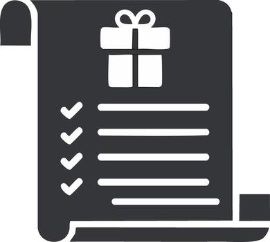 Holiday Gift List with Checkmarks and Present Box Icon on Scroll Paper vector