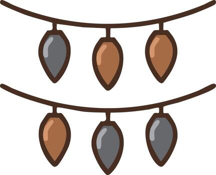 decorativo cuerda luces con marrón y gris bombillas vector
