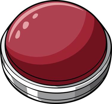 Red Push Button with Metallic Rim and Glossy Surface vector