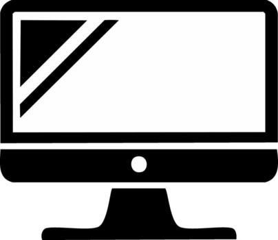 negro computadora pantalla icono aislado en un blanco antecedentes vector