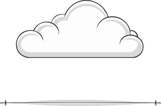 Whimsical Cartoon Cloud Floating Above a Thin Line, Symbolizing Ideas, Dreams and Imagination for Creative Content vector