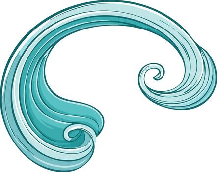 Abstract Teal Wave Swirl, Stylized Water Element with Flowing Lines vector