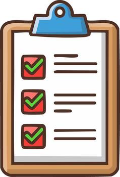 Checklist on a Clipboard with Check Marks, Completion List Design, Task Management Illustration, Hand-Drawn Style vector