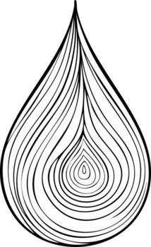 Abstract Black and White Stylized Tear Drop Shape with Concentric Lines vector