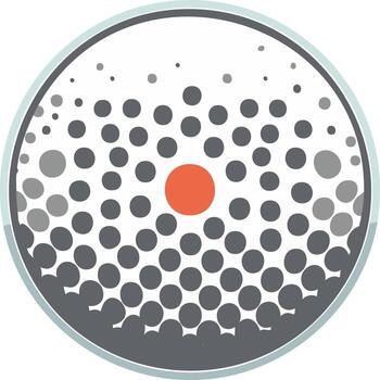 Abstract Circular Dot Pattern with a Central Orange Focal Point and Dissipating Particles vector