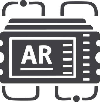 Augmented reality ticket design. Smartphone screen with AR text, user interface symbol vector