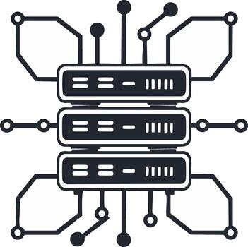 datos centrar servidor apilar icono con resumen circuito tablero diseño vector