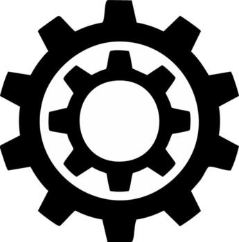 Nested Gears Black Silhouette Graphic Representing Engineering Technology and Progress vector