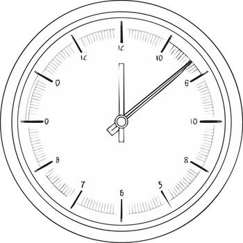 Simple analog clock face with hour and minute hands pointing to nearly ten o'clock vector