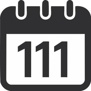 Simple Calendar Icon with Number 111 Displayed, Date Reminder, Days in a Year vector