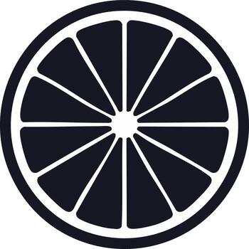 minimalista oscuro agrios Fruta rebanada icono exhibiendo un circulo forma con segmentario segmentos para gráfico diseño proyectos vector