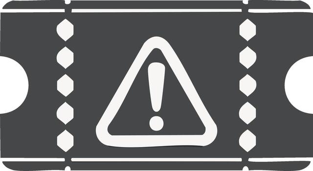 Warning Icon on Rectangular Ticket Bordered for Safety Notices and Urgent Attention vector