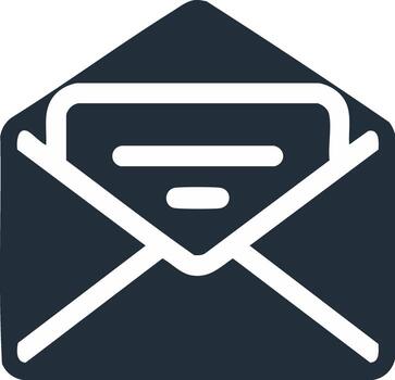 Minimalist open envelope with letter icon for mail and communication symbol vector