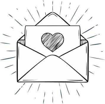 An open envelope with a heart inside vector