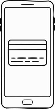 Smartphone displaying a credit card with payment information vector