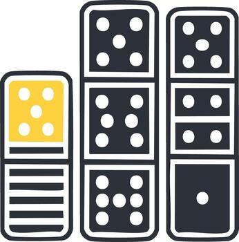 Illustration of Domino Pieces Stacked Game Tiles Number Dots Dice Blocks Dominoes Numbers Spots vector