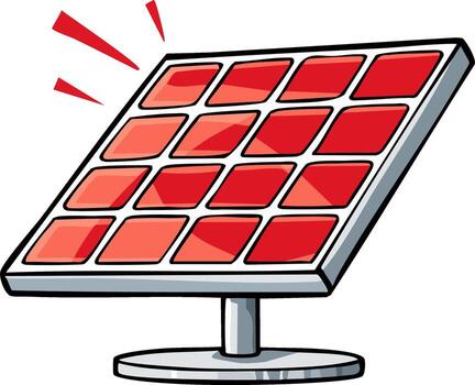 estilizado rojo solar panel con radiante rojo líneas indicando energía salida vector