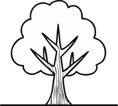 Outlined Tree Illustration, Tree Line Art, Graphic Tree Image, Forest Drawing vector