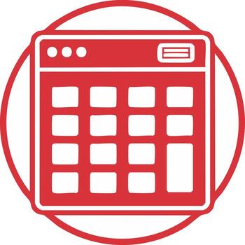 rojo calculadora icono en un circular marco para un web o móvil solicitud vector