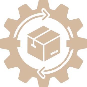 Logistic process automated by gear and shipping box icon vector