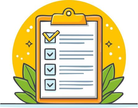 Checklist with Ticked Boxes and Leaves for Task Management or Planning vector