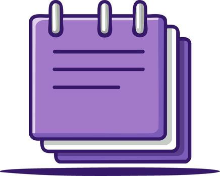 Purple notebook with lines and spiral binding illustration vector