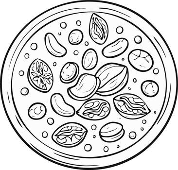 nueces y agrios segmentos estampado en cuenco resumido gráfico sano bocadillo selección vector