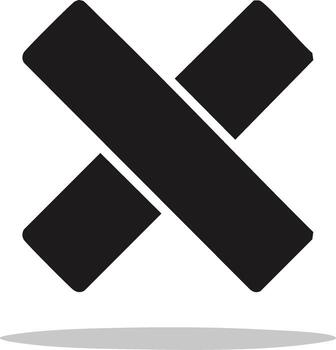 Bold black X mark symbol with smooth rounded corners representing cancellation, error, or multiplication concept vector