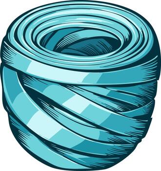 Abstract Coil of Blue Glossy Tape, Circular Pattern, Smooth Material, Spiraling Texture, Modern Visual Design vector