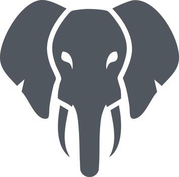 Graphic representation of an elephant head with large ears and tusks vector