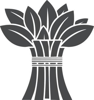 monocromo gráfico con estilizado gavilla de trigo y hojas atado arriba con cadena, sencillo aislado elemento vector